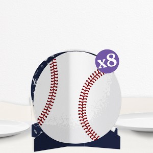 Big Dot of Happiness 3D Baseball Centerpiece Table Decorations, Freestanding Baseball Baby Shower or Birthday Party Centerpieces - 8 Count - 1 of 4