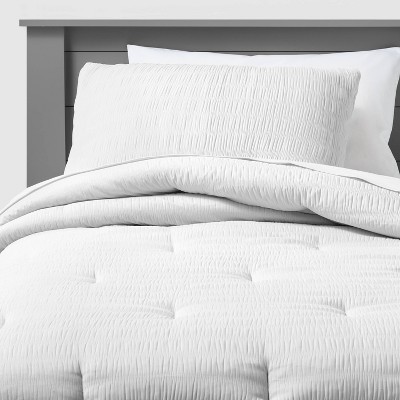 Twin Seersucker Comforter Set White - Pillowfort&#8482;