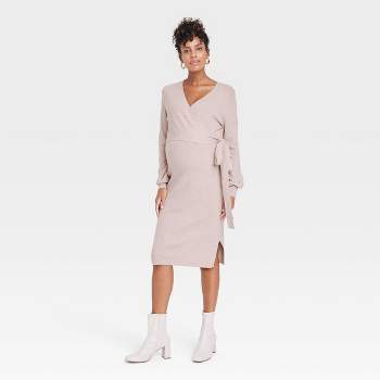 Long Sleeve Tie-Front Maternity Sweater Dress - Isabel Maternity by Ingrid & Isabel™ Chilly Mauve