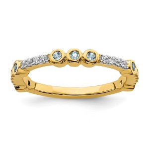 Black Bow Jewelry 2mm 14k Yellow Gold Aquamarine & .08 Ctw Diamond Stackable Band - 1 of 4