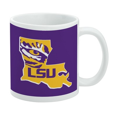LSU Tiger State Mark Ceramic Coffee Mug Novelty Gift Mugs for Coffee Tea and Hot Drinks 11oz White