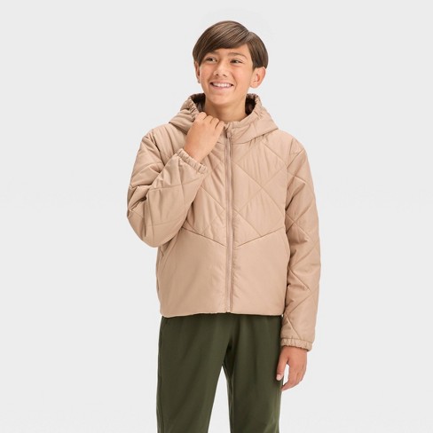 Boys' Solid Quilted Jacket - All In Motion™ Tan XS