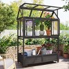 Outdoor Garden Cold Frame, Mini Greenhouse with Movable Wheels, Cold Frame with Openable Roof and Storage Box, Wood Cold Frame-Coolbibila - 2 of 4