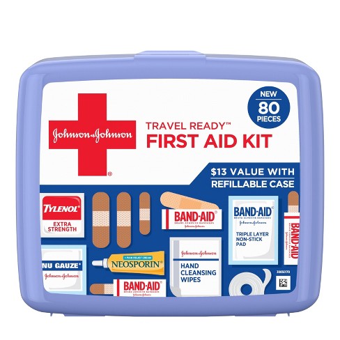 Johnson & Johnson First First Aid Kit Travel Size (Pack of 3 -- First Aid  Kit for Car, Office, Purse)