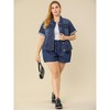 Agnes Orinda Women's Plus Size Denim Button Front Crop Short Sleeve Trucker Jean Jackets - 3 of 4