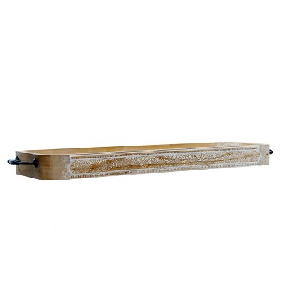 VIP Wood 26 in. Brown Tray with Handle