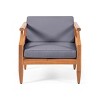 Okak Rustic Patio Accent Chairs Wide Upholstered Club Chairs,Set of 1,Outdoor Acacia Conversation seat for Porch,Garden&Backyard,400lbs Max - 2 of 4