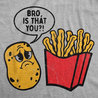 Мужские футболки Crazy Dog T-Shirts, Inc. Mens Funny T Shirts Bro Is That You Sarcastic Potato Frech Fries Graphic Novelty Tee for Men - Crazy Dog Men's T Shirt For Foodies Light Grey S — фото 2