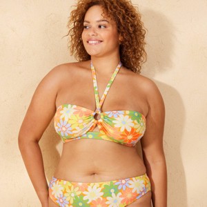 Women's Floral Print Bandeau Bikini Top - Wild Fable™ Yellow/Orange/Green - 1 of 3