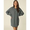 INSPIRE CHIC Women's Long Sleeve Crewneck Mini Cable Knit Casual Sweater Dress - 2 of 4