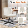 KTMBDW Criss Cross Chair Legged Office Wide Comfy Desk Seat, No Wheels Armless Fabric Computer Task Seating, Swivel Vanity Home Height Adjustable - 2 of 4