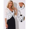 INSPIRE CHIC Women's Floral Lace Evening 3/4 Sleeves Formal Elegant Bolero Cardigan - 2 of 4