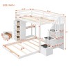 Twin Over Full Bunk Bed with Storage Stairs, 3-Layer Shelves and Drawers, White/Gray, Pinewood Loft Bed Frame Perfect for Kids' Room - ModernLuxe - 3 of 4