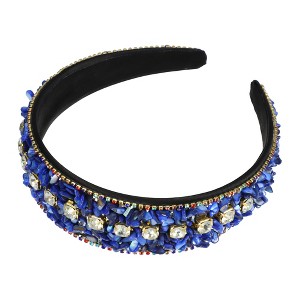Unique Bargains Women's Bling Crushed Turquoise Rhinestone Wide Edge Hairband 4.72"x1.65" 1Pc - 1 of 4