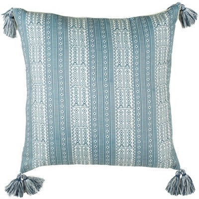 Lunette Pillow - White/Blue - 16" x 16" - Safavieh