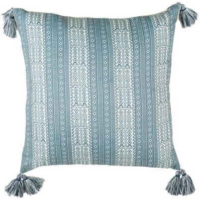 Lunette Pillow - White/Blue - 16" x 16" - Safavieh