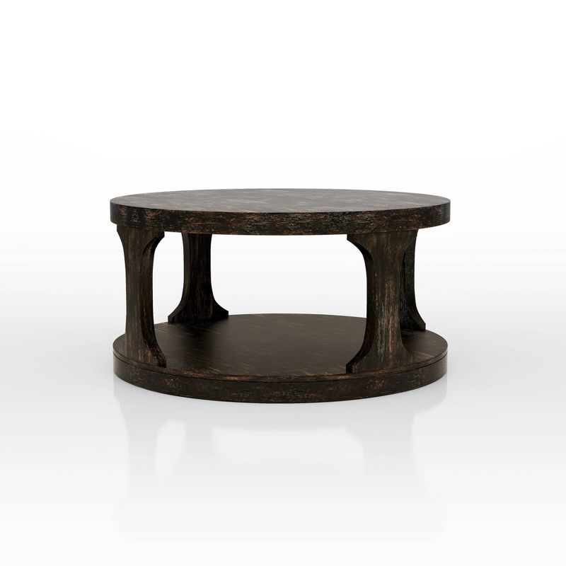 Sande Farmhouse Round Wood Coffee Table Antique Black - HOMES: Inside + Out, 6 of 8