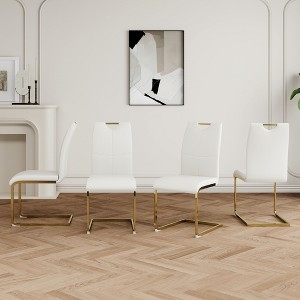 Grungis Faux Leather Armless Kitchen Chair Set of 4,Upholstered Dining Chairs with Gold Chrome Metal Legs for Dining Room,Kitchen - 1 of 4
