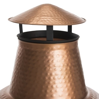Lima Copper and Black Hammered Iron Wood Burning Chiminea