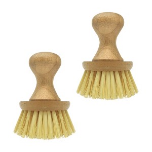 Lola Products Vegetable Brush w/ Comfort Bamboo Knob, Durable Poly Bristles, Natural Bamboo, Fibers are Recycled Soda/Water Bottles, 2 Pack - 1 of 4