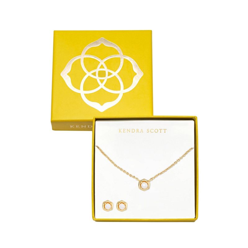 Kendra Scott Leisel Mother of Pearl Stud Earrings Set and Pendant Necklace - Gold, 1 of 3