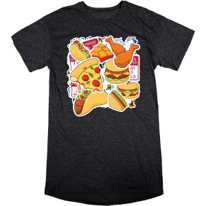 Fast Food Meal Stickers Women's Crew Neck Short Sleeve Night Shirt - 1 of 2