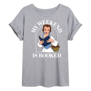 Women's - Disney - Belle My Weekend Is Booked Oversized Graphic T-Shirt - 1 of 4