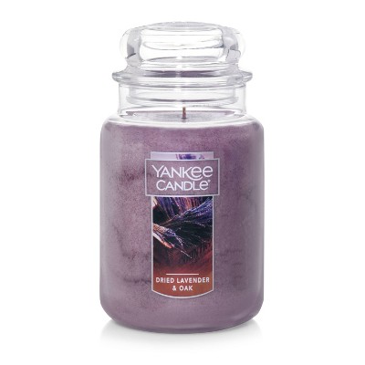 Original Large Dark Lavender Oak Jar Candle 22oz - Yankee Candle: Paraffin Wax, 110 Hours Burn Time