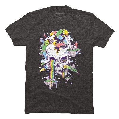 Men's Design By Humans Flying Rainbow Skull Island By Biotwist T-Shirt
