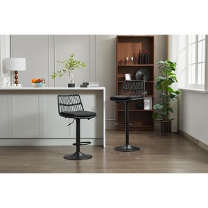 Racxily Set of 2 Rattan Bar Stool - 360Swivel Counter Height Chair with Footrest,Retro Style, Wicker Design, for Kitchen/Dining Room/Coffee House - 1 of 4