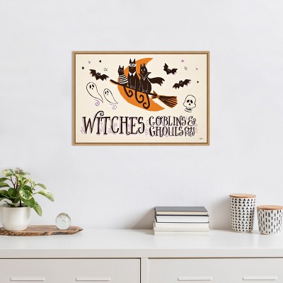 Spooktacular Halloween Canvas Print with Maple Frame