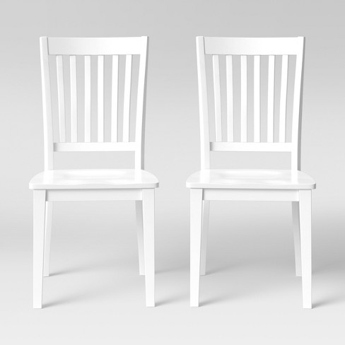 2pk Holden Slat Back Dining Chair White, White Wood Dining Chairs