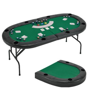 EROMMY 72" Oval 8-Player Poker Table Foldable, Ready To Use Card Table With Cup Holders - 1 of 4