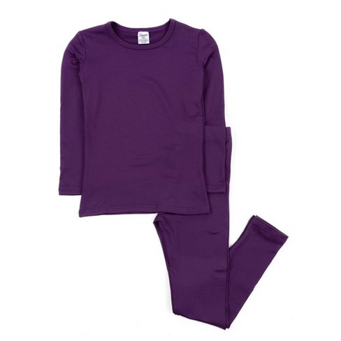 Leveret Kids Two Piece Thermal Pajamas Solid Dark Purple 8 Year : Target