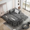 80'' Chenille Convertible 3-Seater Folding Sofa Bed with DIY Modular Design and Two Pillows - 4 of 4