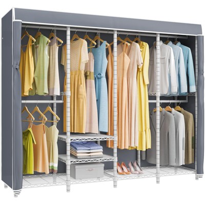 VIPEK V40C Plus Heavy Duty Clothes Rack with Cover, Extra Large Covered Wardrobe Closet Black Rack with Polyester Fabric Cover, Max Load 1300lbs