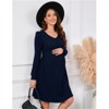 Clearlove Maternity V-Neck Ribbed Knit Dress Long Sleeve Mid-Length Bodycon Dress for Baby Showers Fall Events - 3 of 4