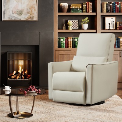 Swivel Rocking Nursery Recliner Chair Rocker Recliner Glider Deep Seat PU Leather Sofa Chair with high Backrest for Nursery