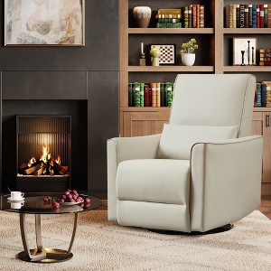 Swivel Rocking Nursery Recliner Chair Rocker Recliner Glider Deep Seat PU Leather Sofa Chair with high Backrest for Nursery - 1 of 4