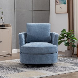 GDFStudio Roxanne Swivel Chenille Upholstered Wood and Steel Accent Chair - 1 of 4