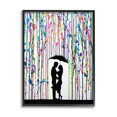 Stupell Industries Modern Romantic Rainfall Silhouette Framed Giclee Art