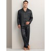 INSPIRE CHIC Men's Satin Long Sleeve Striped Button Down Casual 2 Pieces Pajamas Set - 2 of 4