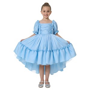 2Bunnies Girls Petticoat High-Low Ruffled Shimmer Birthday Gown Princess Costume Dress Puff Sleeve - 1 of 4