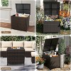 80 Gallon Outdoor Rattan Deck Box with Wheels, Waterproof Wicker Storage Box for Patio Cushions, Garden Tools, Pool Accessories, Brown - 3 of 4