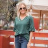 Amaryllis Women's Button-Back Ruffle Sleeve Top with Round Neckline and Relaxed Fit for Casual Comfort - 2 of 4