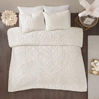 Cecily Tufted Cotton Chenille Medallion Duvet Cover Set