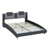 CAVINAS Full/Queen Size Platform Bed Frame with Adjustable Headboard,Faux Leather Upholstered Bed with LED Light,No Box Springs Needed - 2 of 4