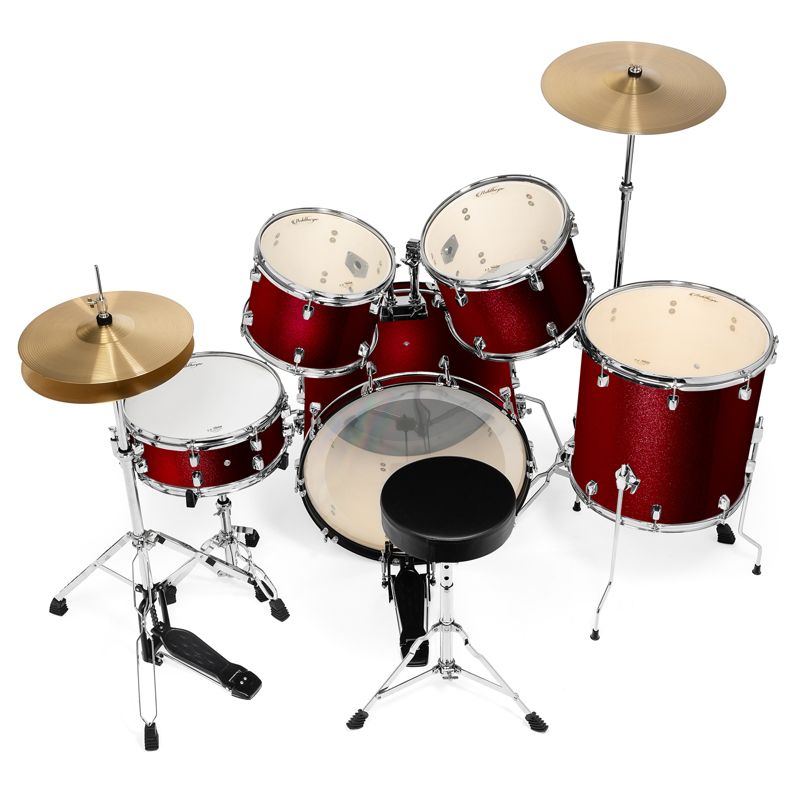 Ashthorpe 5-Piece Professional Adult Drum Set with Remo Drumheads and Premium Brass Cymbals, 3 of 8