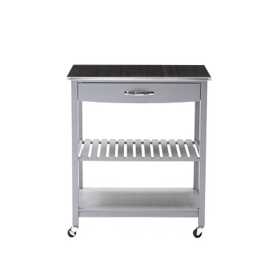 Gray Stainless Steel Top Kitchen Cart with Storage