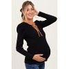 Pinkblush Black Ribbed Knit Cutout Tie Front Maternity Top - 3 of 4